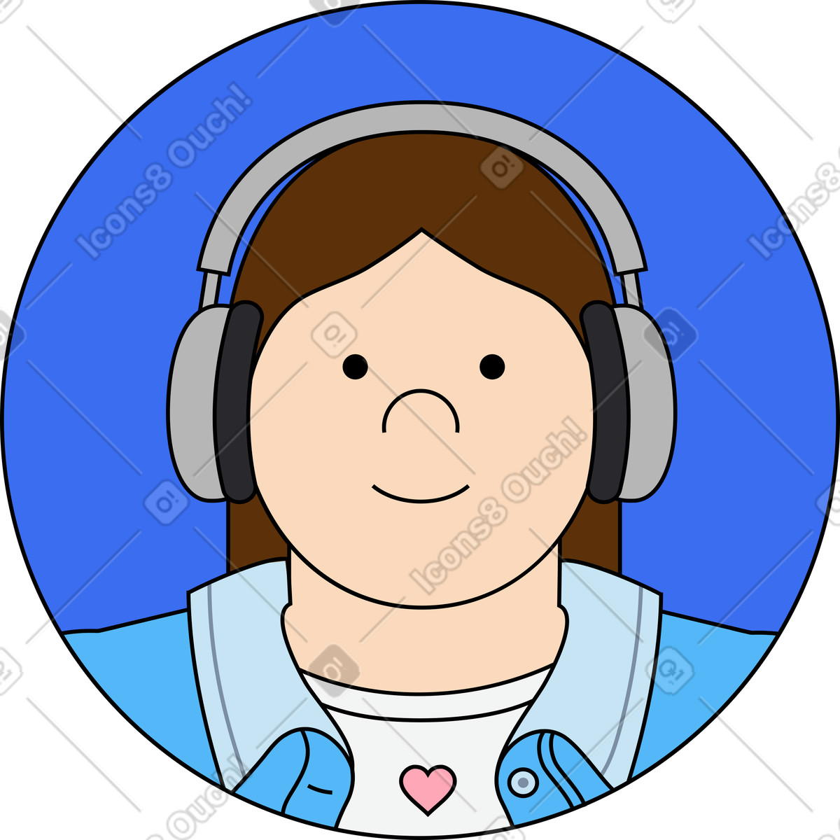 Ilustración Avatar femenino en estilo Kindy a descargar en PNG y SVG