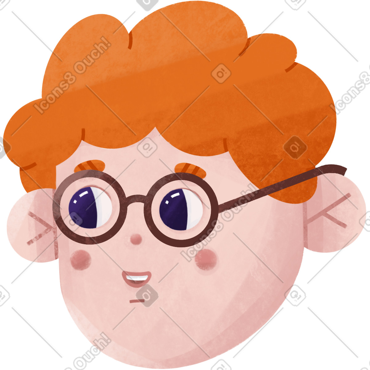 Bonbon スタイルの Boy with red hair and glasses のイラストをPNG、SVG形式でダウンロード