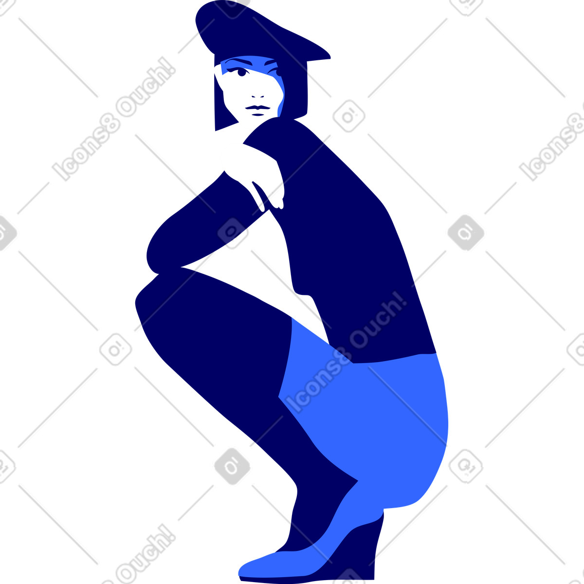 Sitzende frau-Illustration im Lounge-Stil als Download in PNG, SVG
