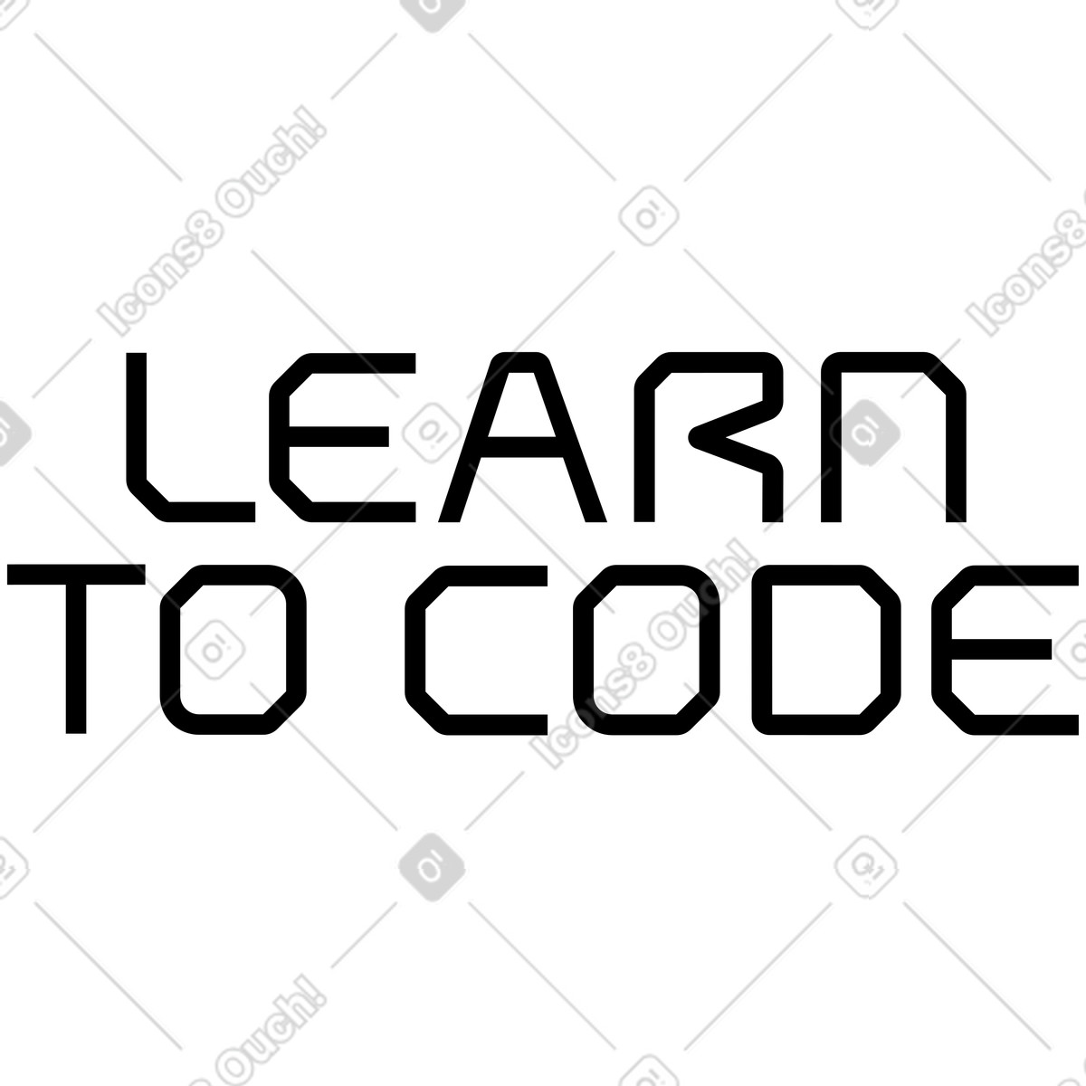 Lettering learn to code illustration in Space style download in PNG, SVG
