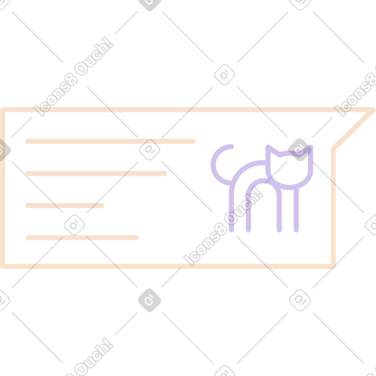 Folks スタイルの テキストと猫の姿の吹き出し のイラストをPNG、SVG形式でダウンロード