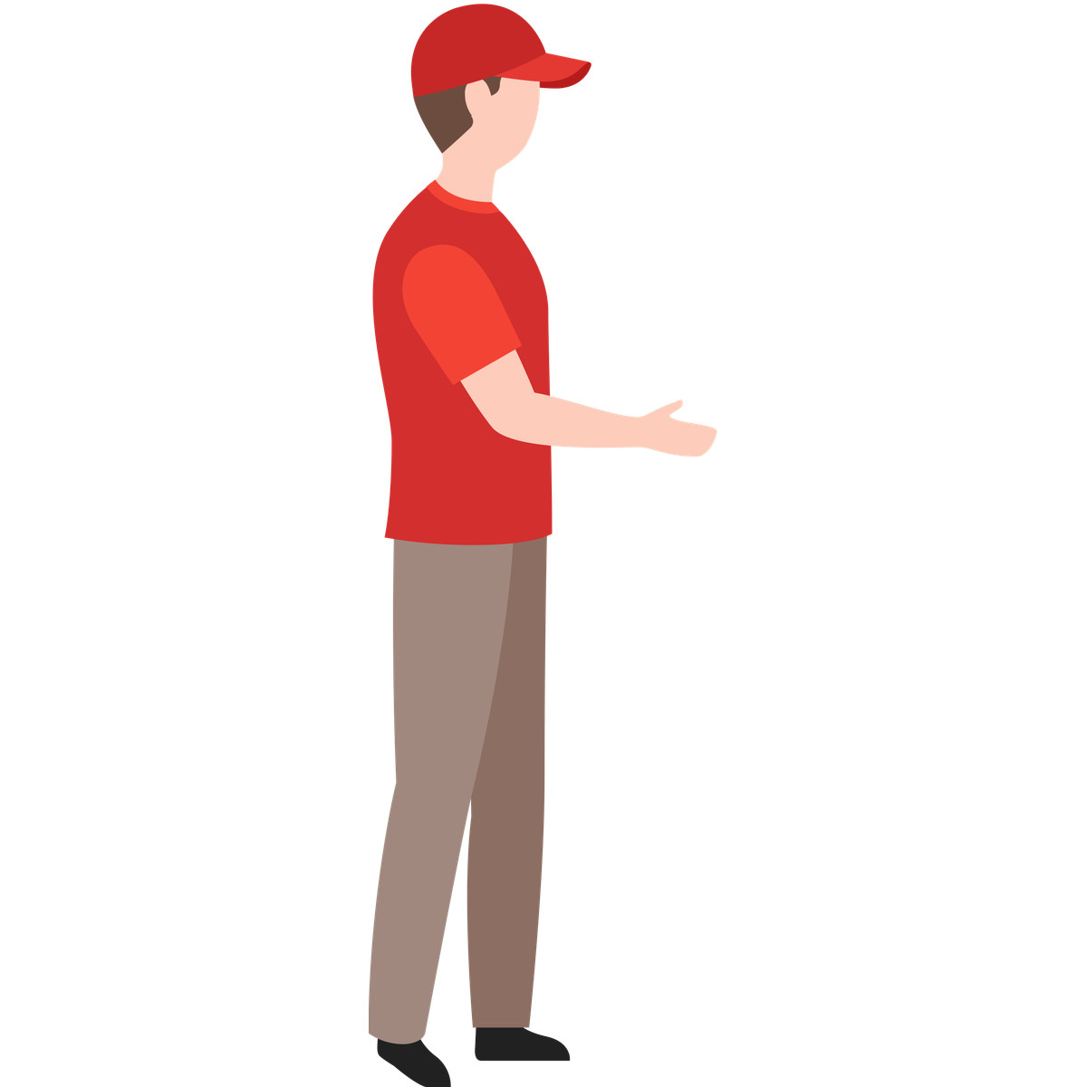 Delivery man in red cap illustration Fogg style download PNG, SVG