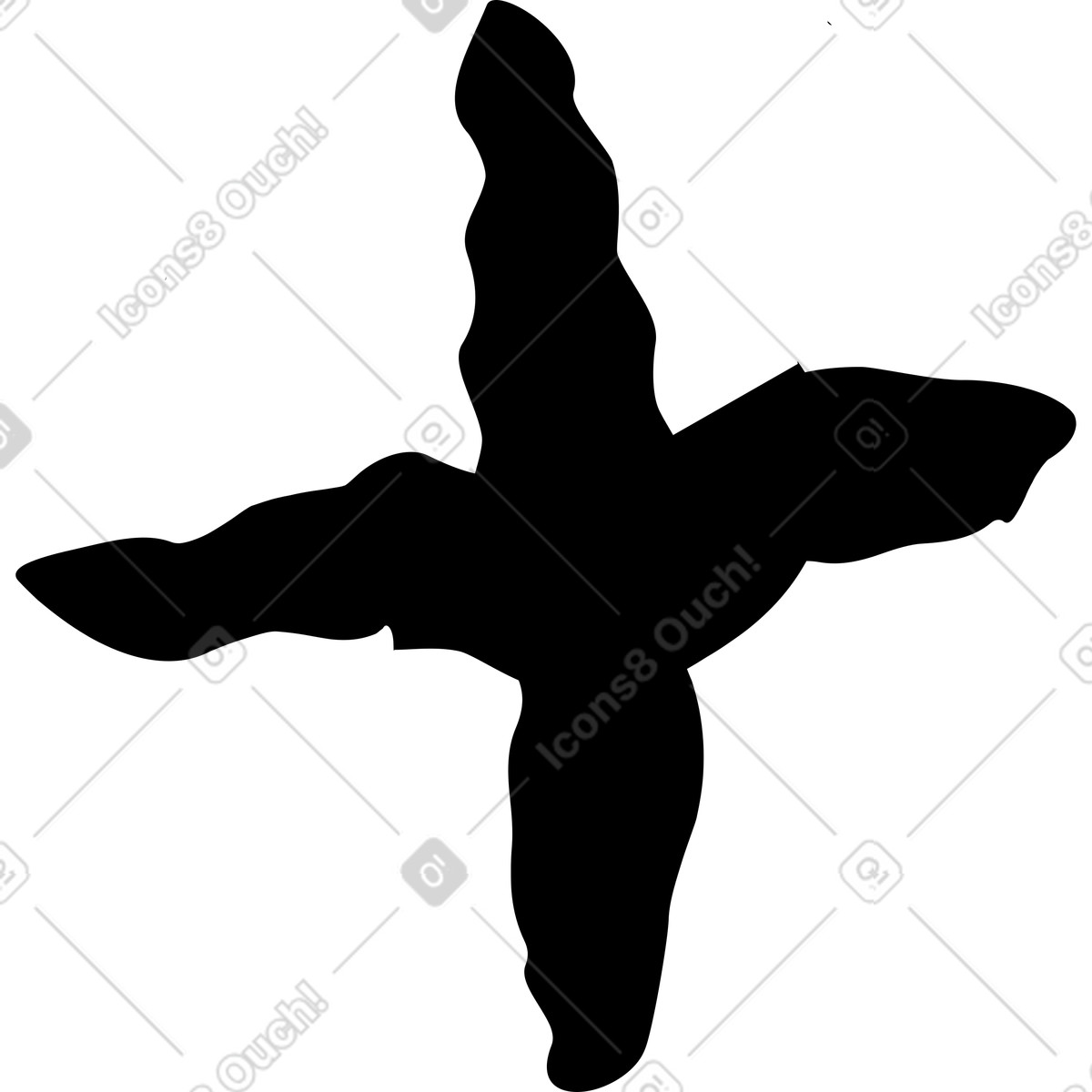 下载 Black Chalk 风格的 Starfish silhouette shape with five arms organic curved outline 插画，支持 PNG、SVG 格式