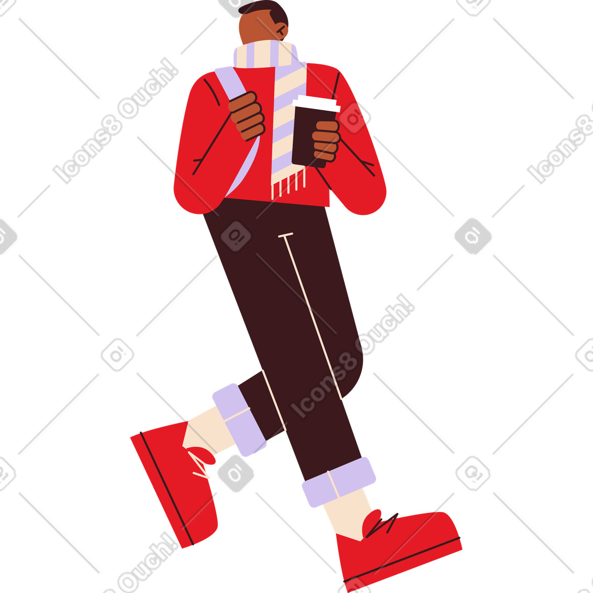 下载 Folks 风格的 有一杯咖啡的年轻人 插画，支持 PNG、SVG 格式