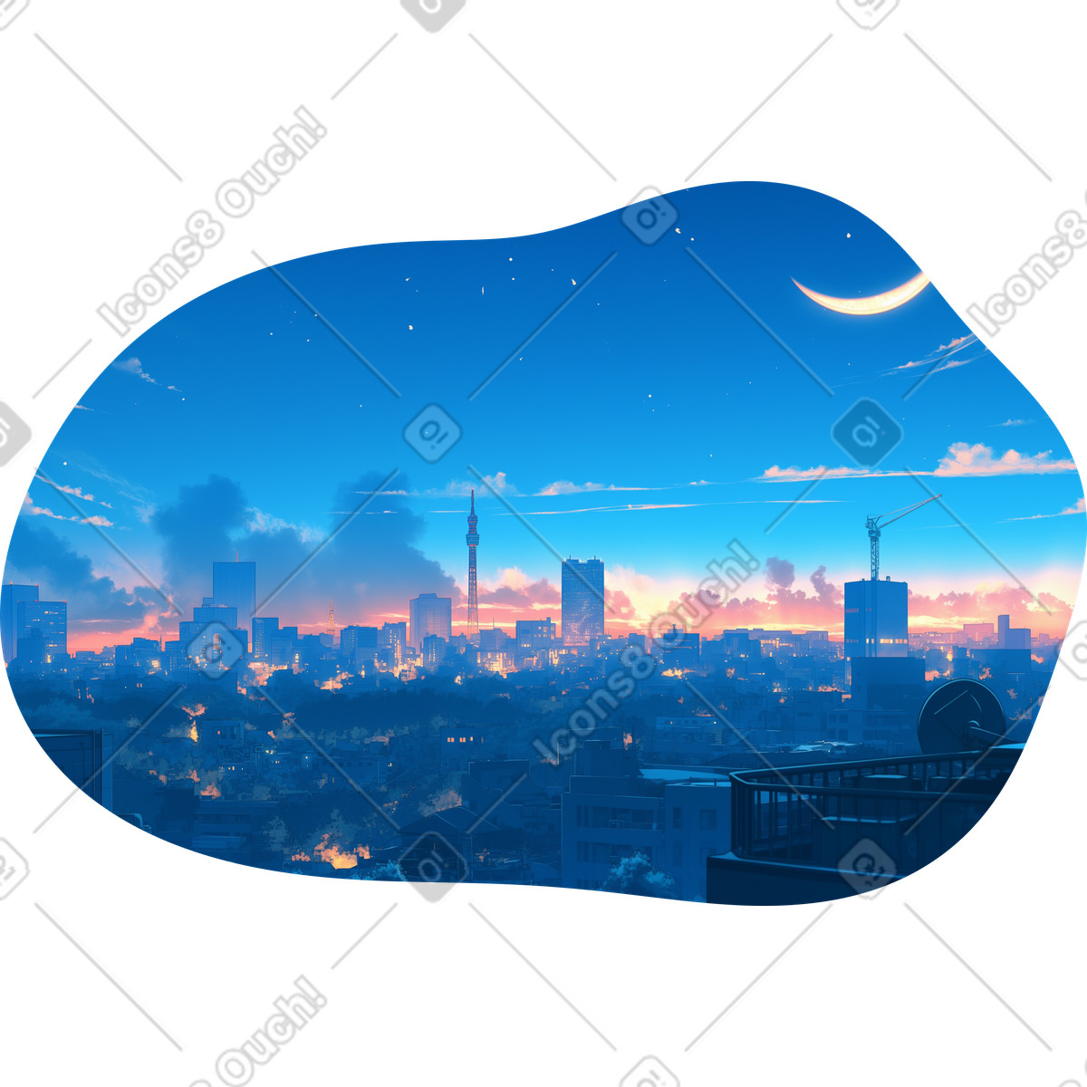 Ilustración Fondo de luces la ciudad noche en estilo Scenes a descargar en PNG y SVG