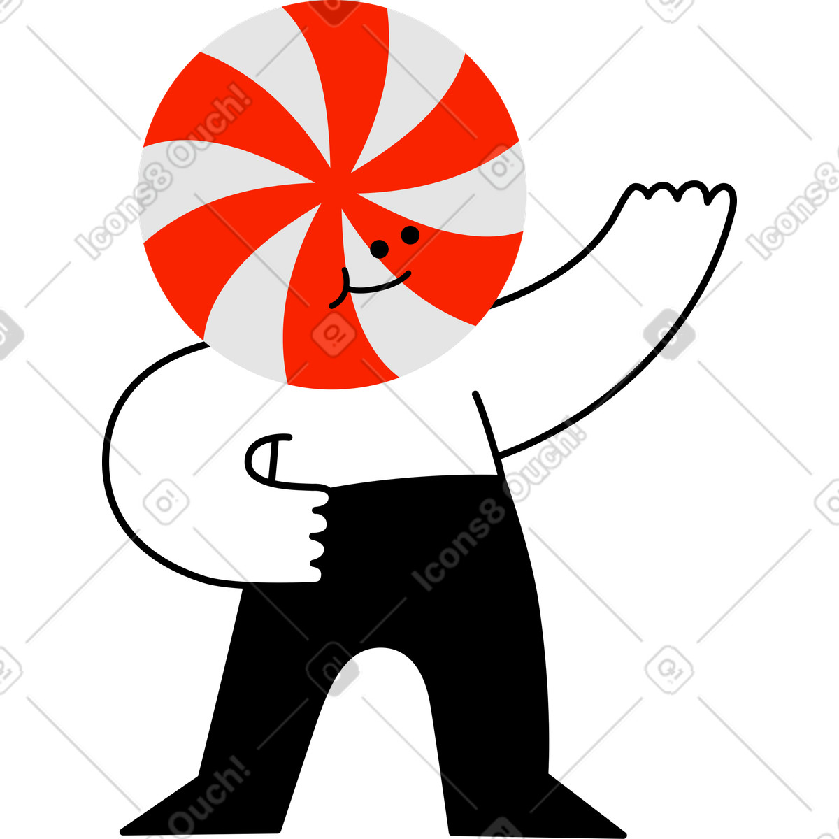 Figur mit einem lutscherkopf-Illustration im Giggle-Stil als Download in PNG, SVG
