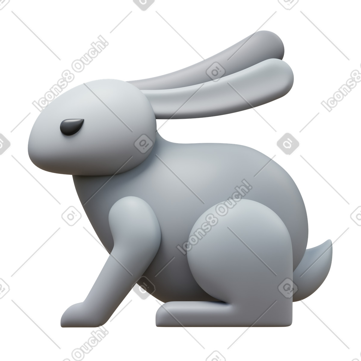 Rabbit illustration in 3D Fluency style download in PNG, SVG