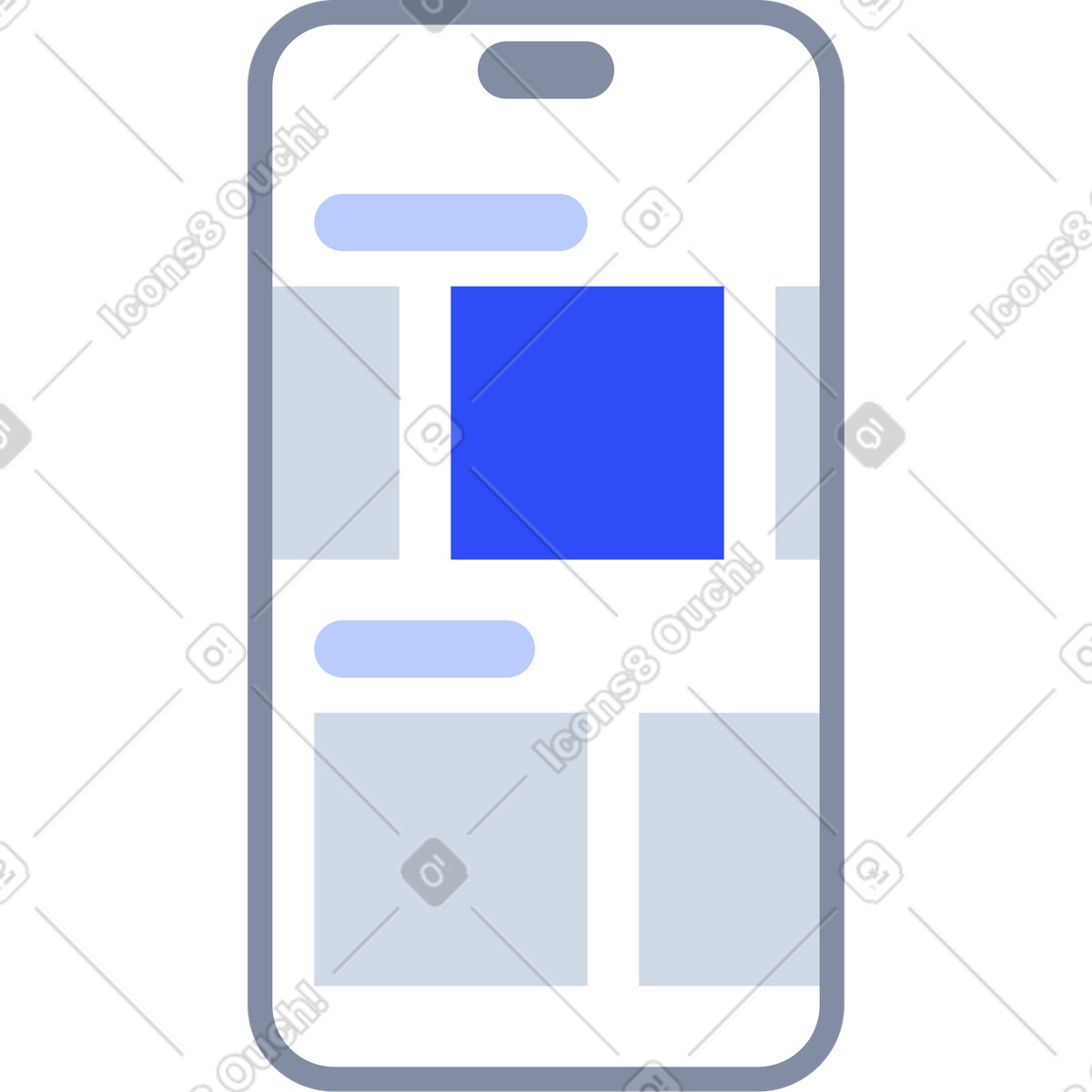 Phone with mobile interface app illustration in System style download in PNG, SVG
