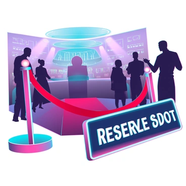 A velvet rope cordoning off a VIP area with 'Reserve Your Spot' signage