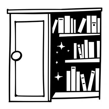 A library bookshelf with wooden shelves filled with various books. One of the shelves has a hidden door that is slightly ajar, showing a glimpse of darkness beyond. The door has a sleek design, blending seamlessly with the surrounding books. A faint outline of the door's frame can be seen, with shadows spilling out from the opening, creating a sense of mystery. The ambient light in the library casts soft shadows on the nearby books, enhancing the intrigue of the hidden passage.