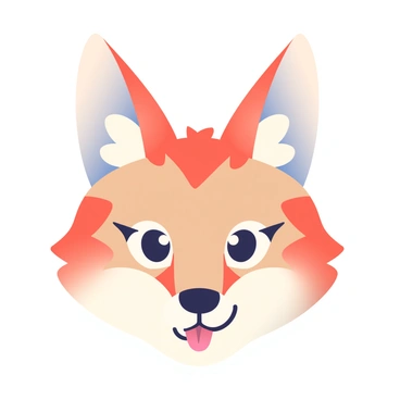A hybrid face blends human and animal characteristics seamlessly. The face features human-like eyes that are bright and expressive, bordered by fur that resembles that of a fox, providing a soft texture. The nose is a combination of a human's and a small animal's, slightly pointed and covered with delicate fur. The mouth retains human-like lips but has sharp, small teeth visible when slightly open, hinting at its animalistic nature. The ears are elongated and slightly pointed, resembling those of a lynx, with tufts of fur at the tips. The overall skin tone is a warm beige, interspersed with patches of reddish-brown fur, creating a harmonious blend of both realms. The background is a soft gradient that complements the face without drawing attention away from its intricate details.
