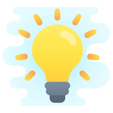 An icon of a light bulb with glowing rays emanating from it to represent an idea.