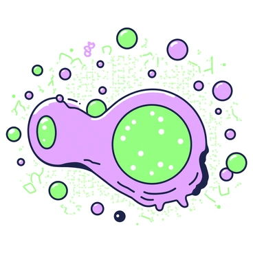 An illustration shows cancer cells actively dividing in a microscopic landscape. The cancer cells are depicted as irregularly shaped, with multiple protrusions and varying sizes. Surrounding these cells are numerous small, spherical energy molecules, represented as glowing orbs. The energy molecules are in constant motion, swirling around the cancer cells as they proliferate. The background features a textured surface that enhances the sense of a cellular environment, emphasizing the dynamic interaction between the cancer cells and the energy molecules.