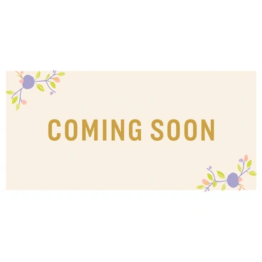 A fashion show invitation designed in a rectangular format. The background is a soft pastel color, providing an elegant contrast to the text. At the center, the phrase "Coming Soon" is featured in large, gold embossed letters, creating a luxurious effect. The edges of the invitation are adorned with delicate floral patterns in muted tones, enhancing the sophisticated theme of the event. The overall design is clean and modern, focalizing on the eye-catching text.