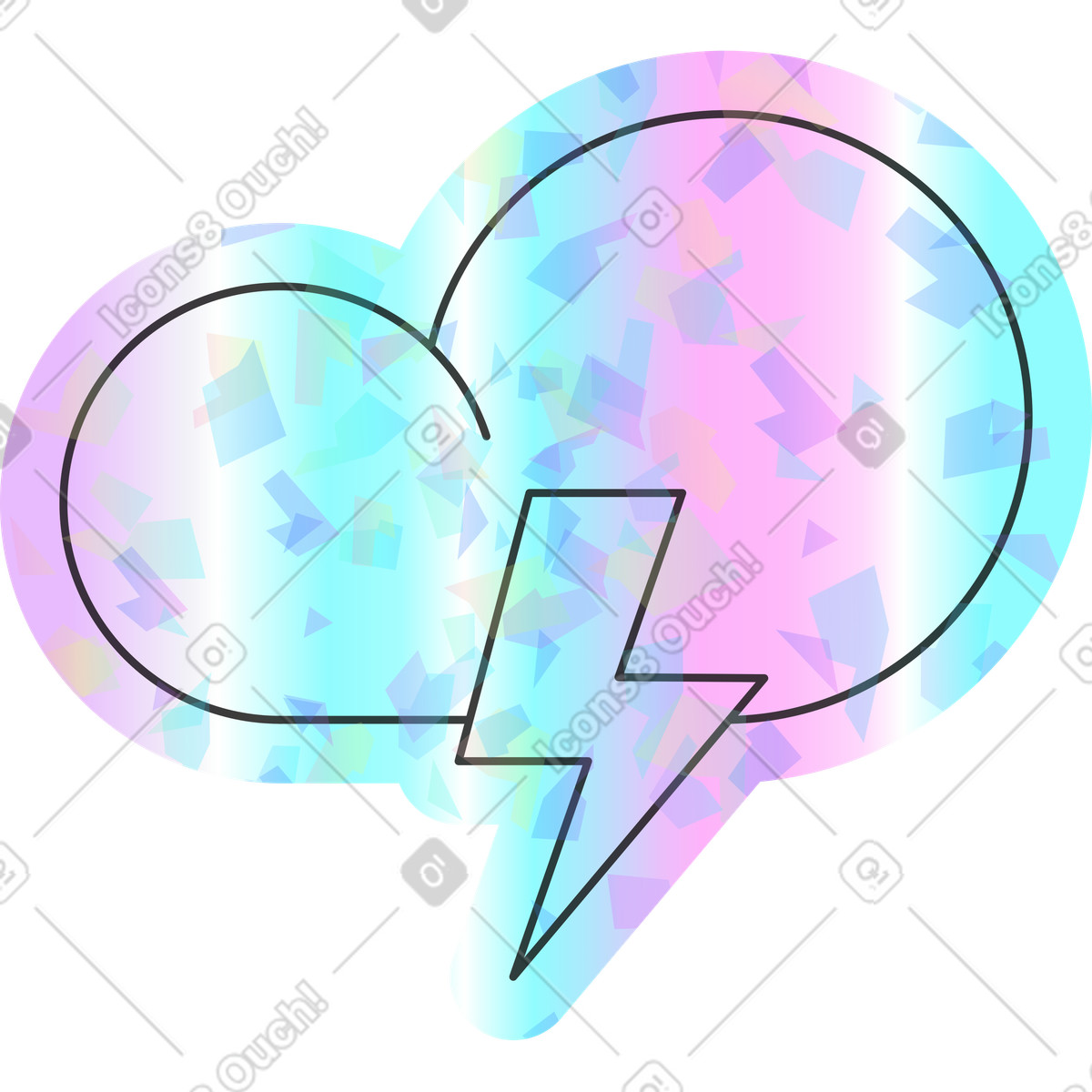 下载 Holostickers 风格的 闪电与云 插画，支持 PNG、SVG 格式