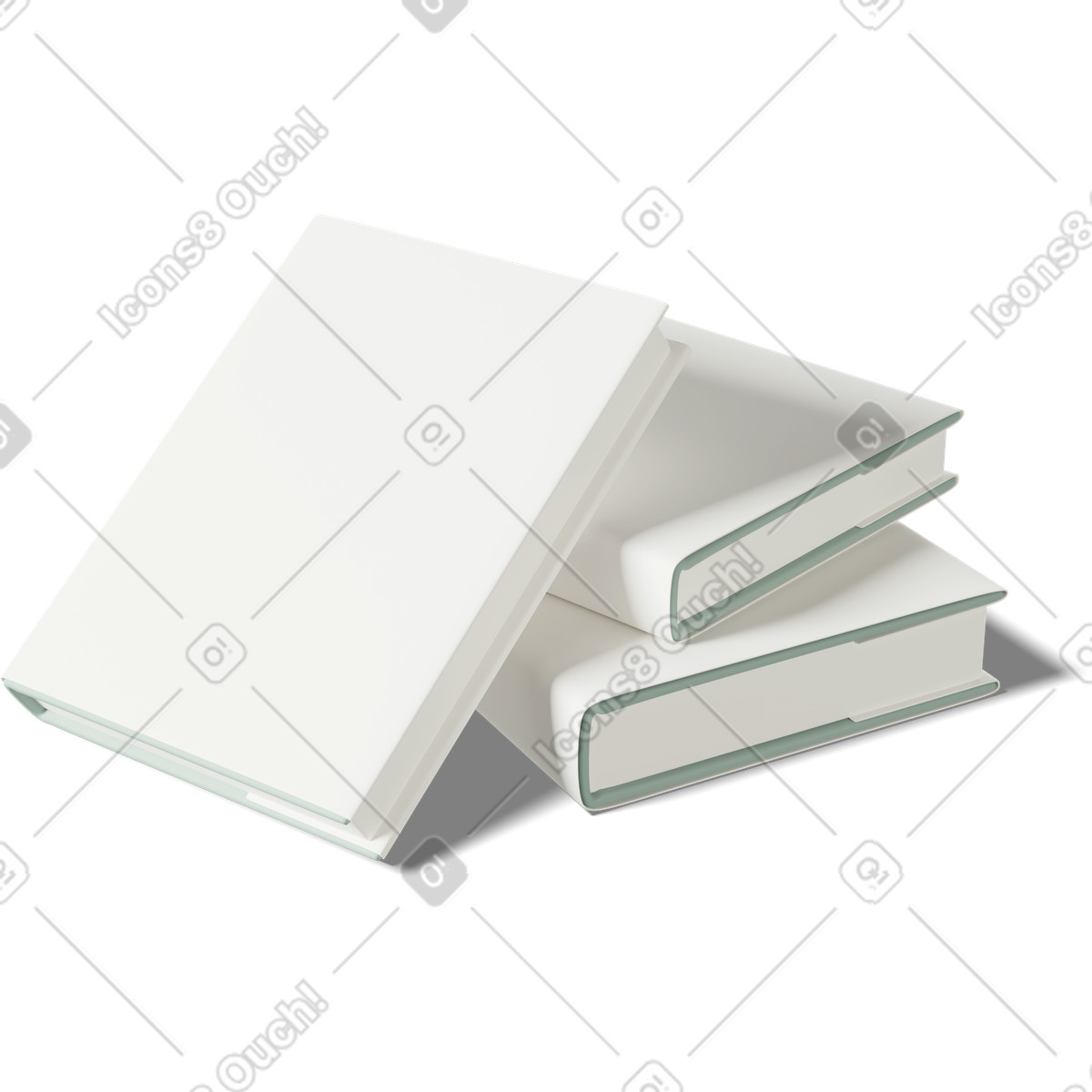 Stack of books mockup illustration featuring clipart images in PNG SVG