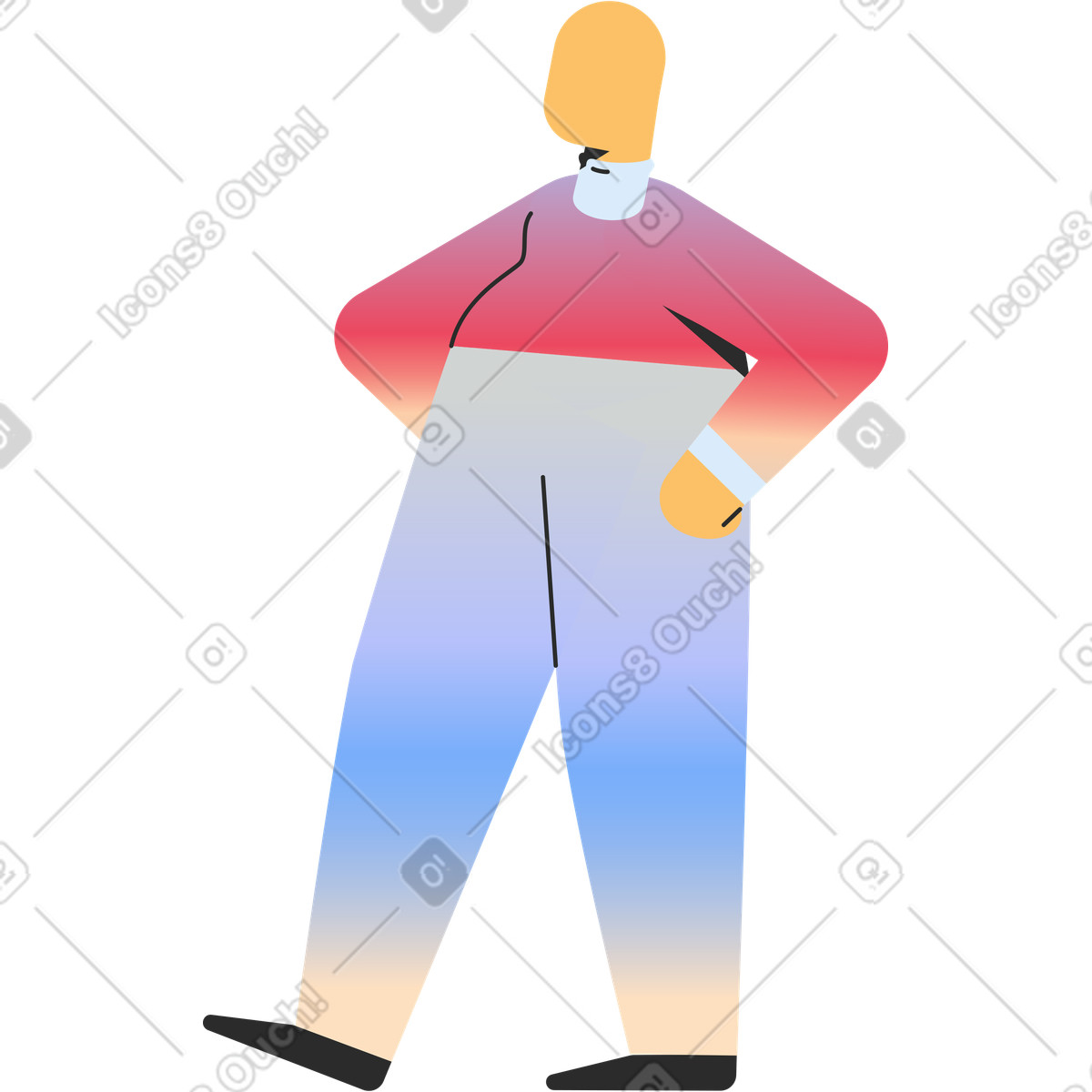 Adulto paffuto in piedi illustrazione stile Marginalia scarica PNG, SVG