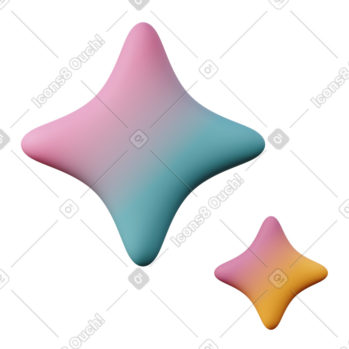 Stelle ai colorate illustrazione in stile 3D Sugary scarica in PNG, SVG