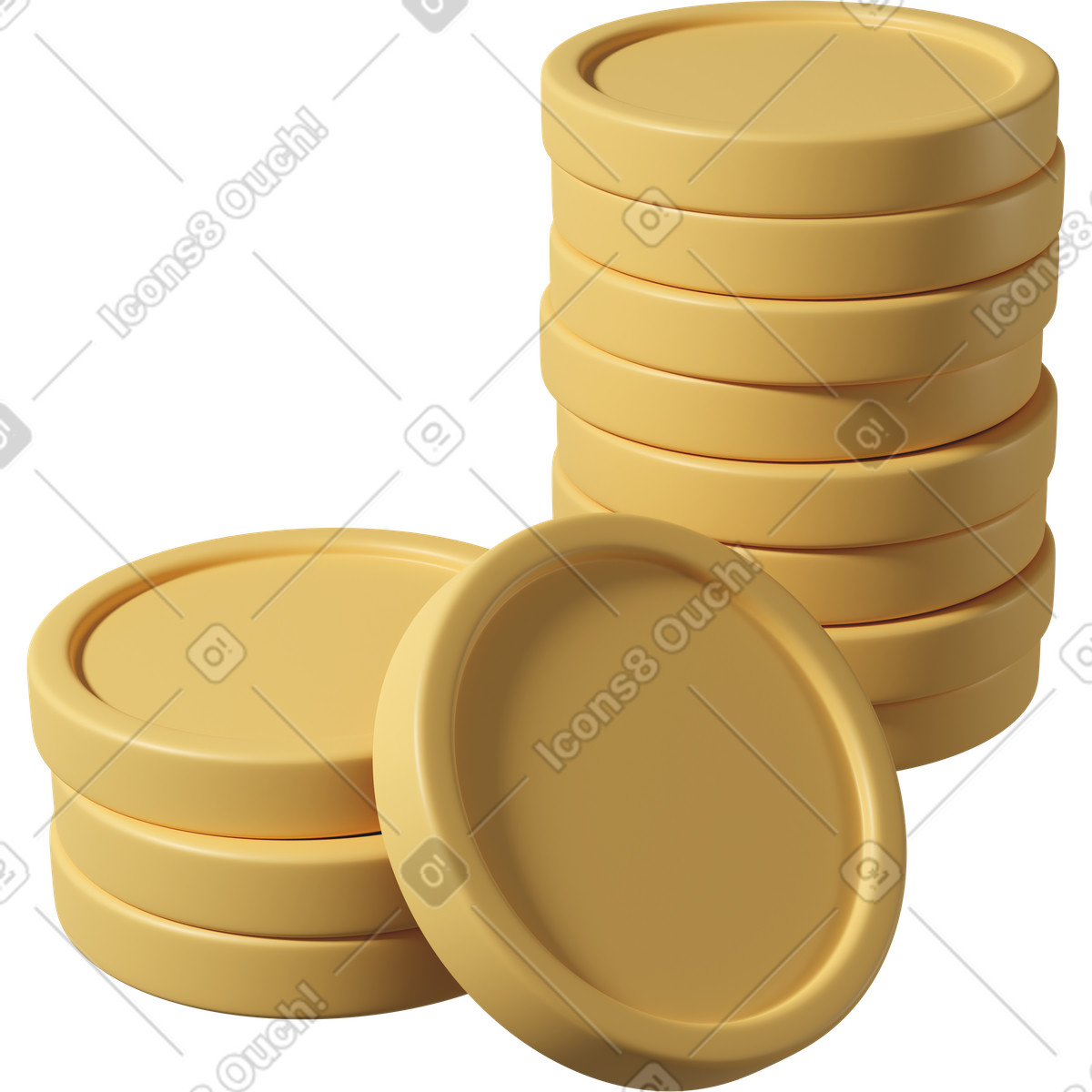 Illustration Pile of yellow coins dans le style 3D Casual life à télécharger aux formats PNG, SVG