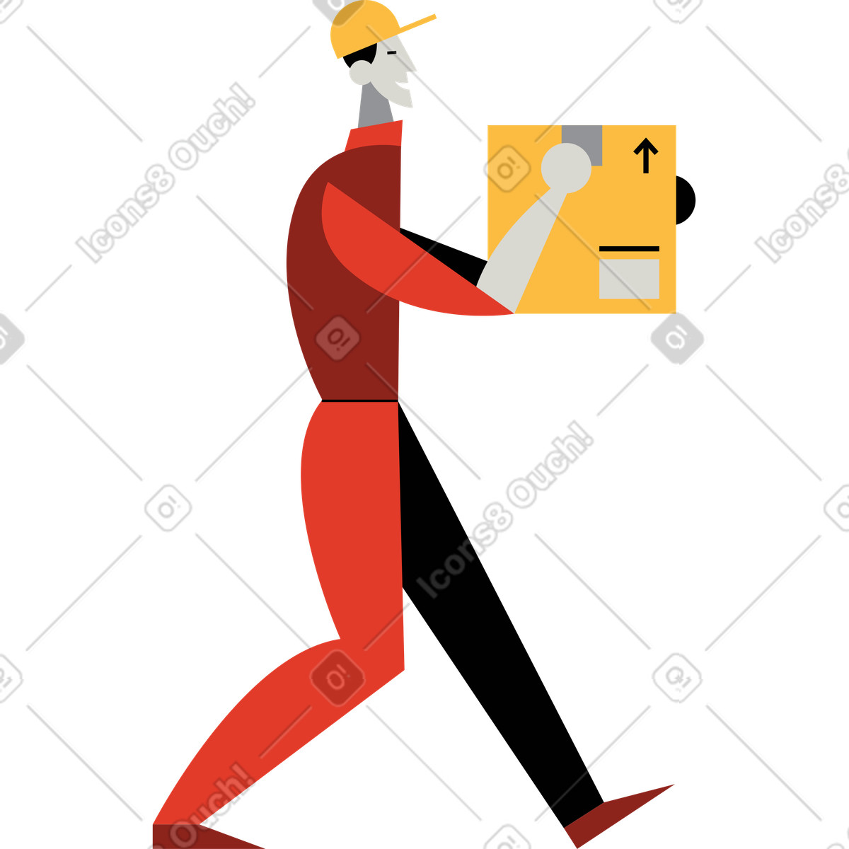 Burgundy スタイルの Delivery man のイラストをPNG、SVG形式でダウンロード