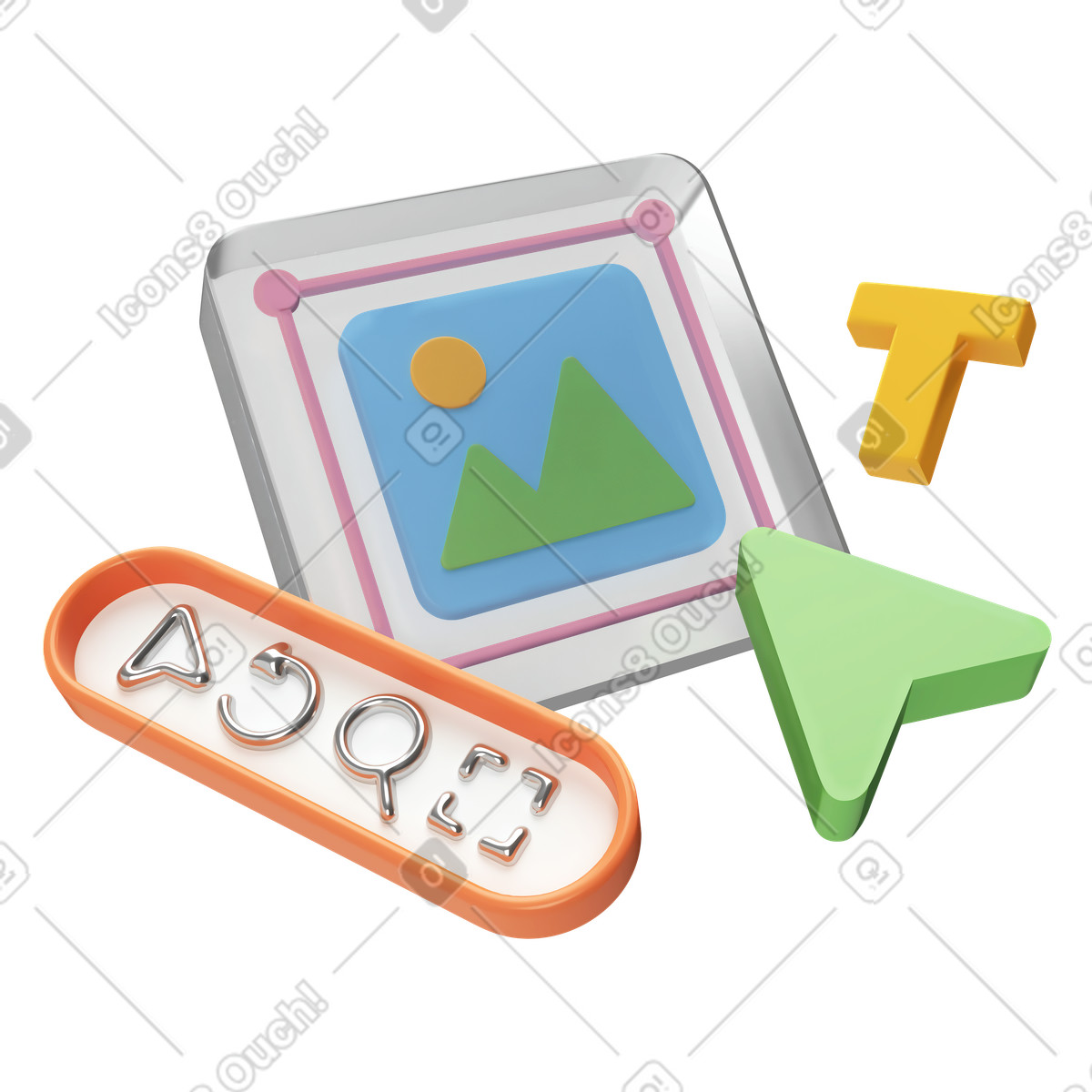 Web design with image and toolbar elements illustration in PNG, SVG