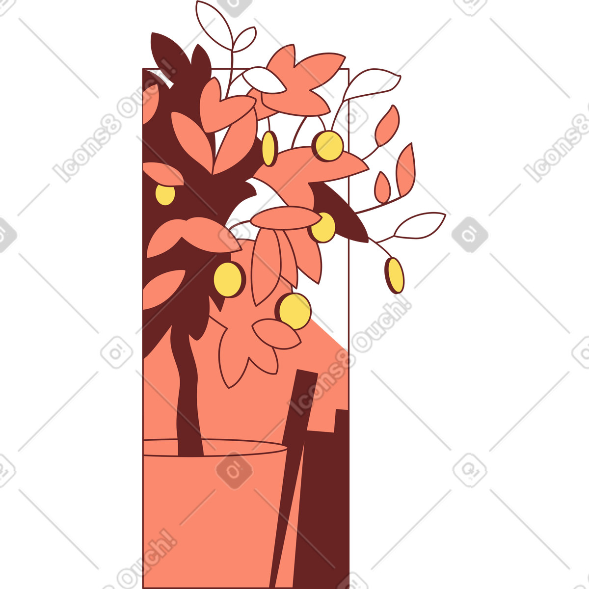 Storyline スタイルの 金のなる木とフレーム のイラストをPNG、SVG形式でダウンロード