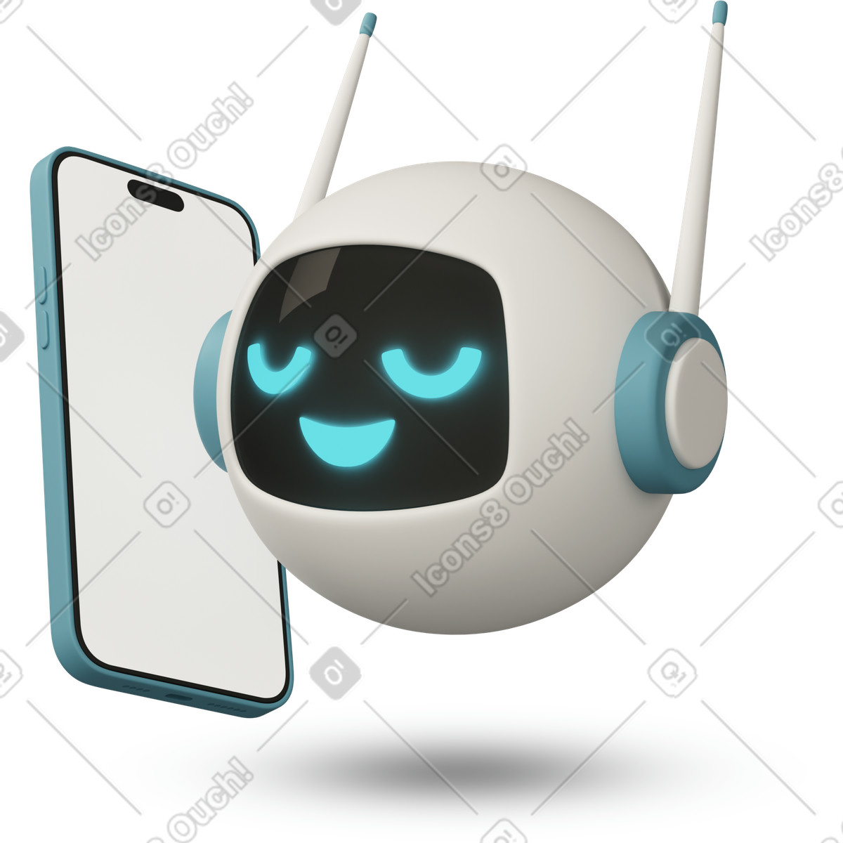 Иллюстрация Small chatbot talking on the phone в стиле 3D Casual life — скачать в форматах PNG, SVG