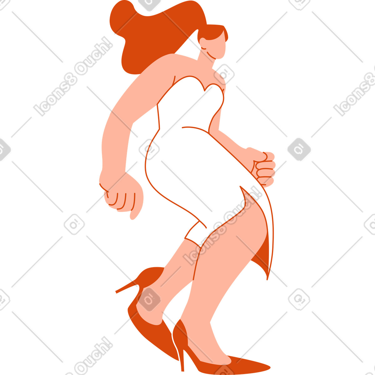 Donna che balla in abito da sera e tacchi illustrazione stile Orange scarica PNG, SVG