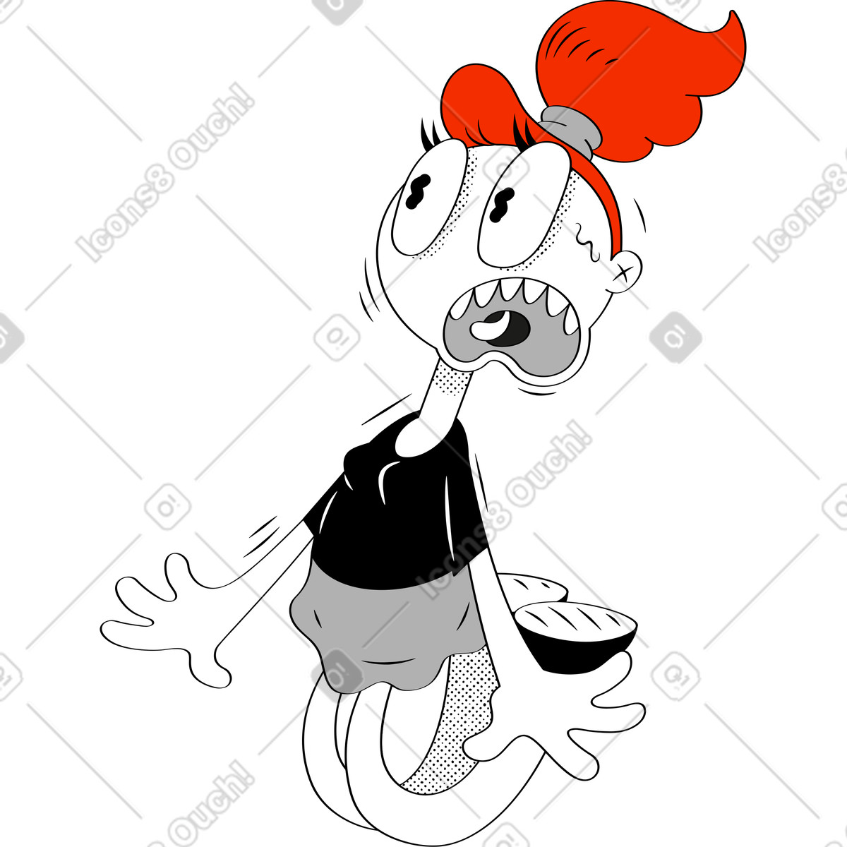 Frau-Illustration im Looney-Stil als Download in PNG, SVG