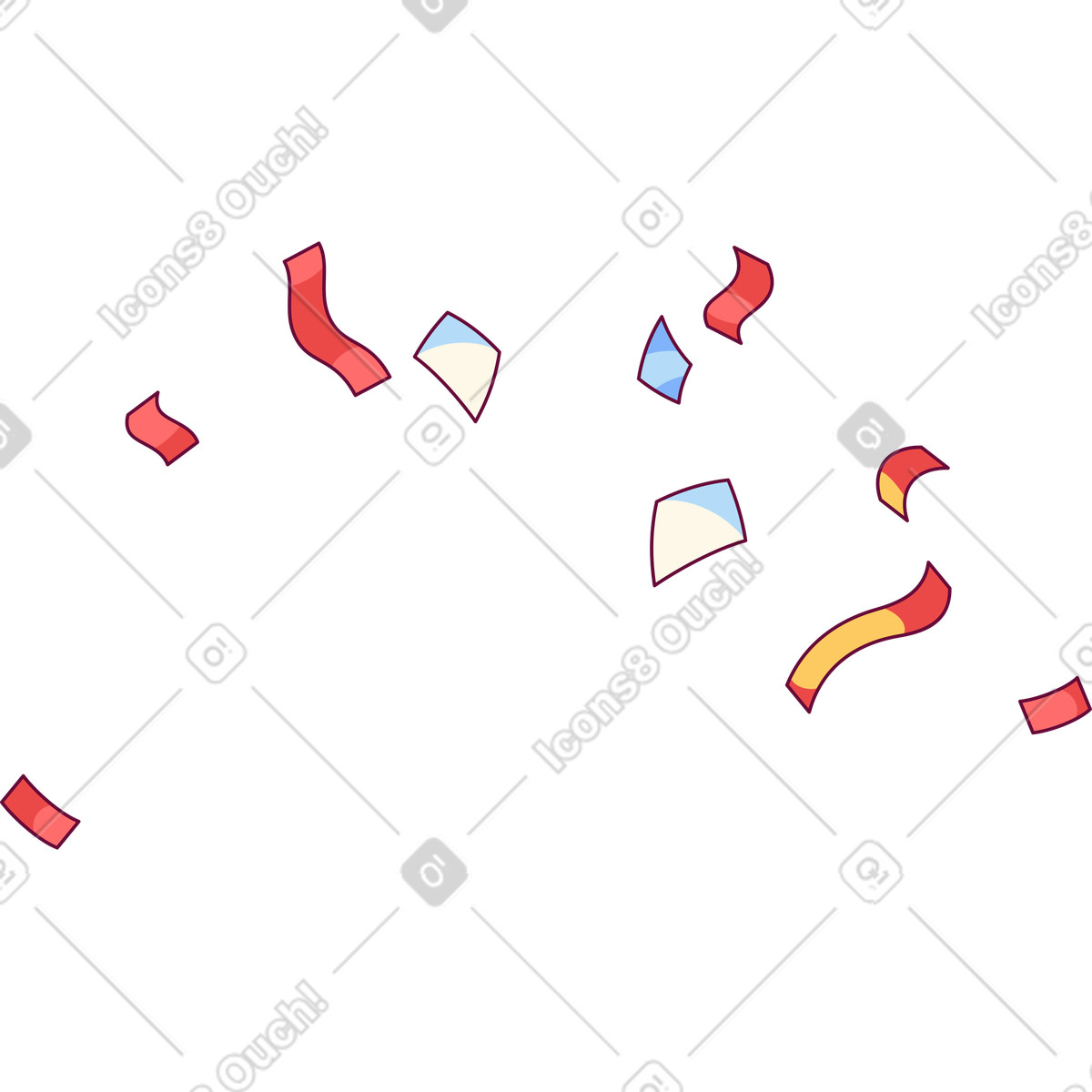 Illustration animée Confettis rouges dans le style Handy à télécharger aux formats GIF, Lottie (JSON), AE