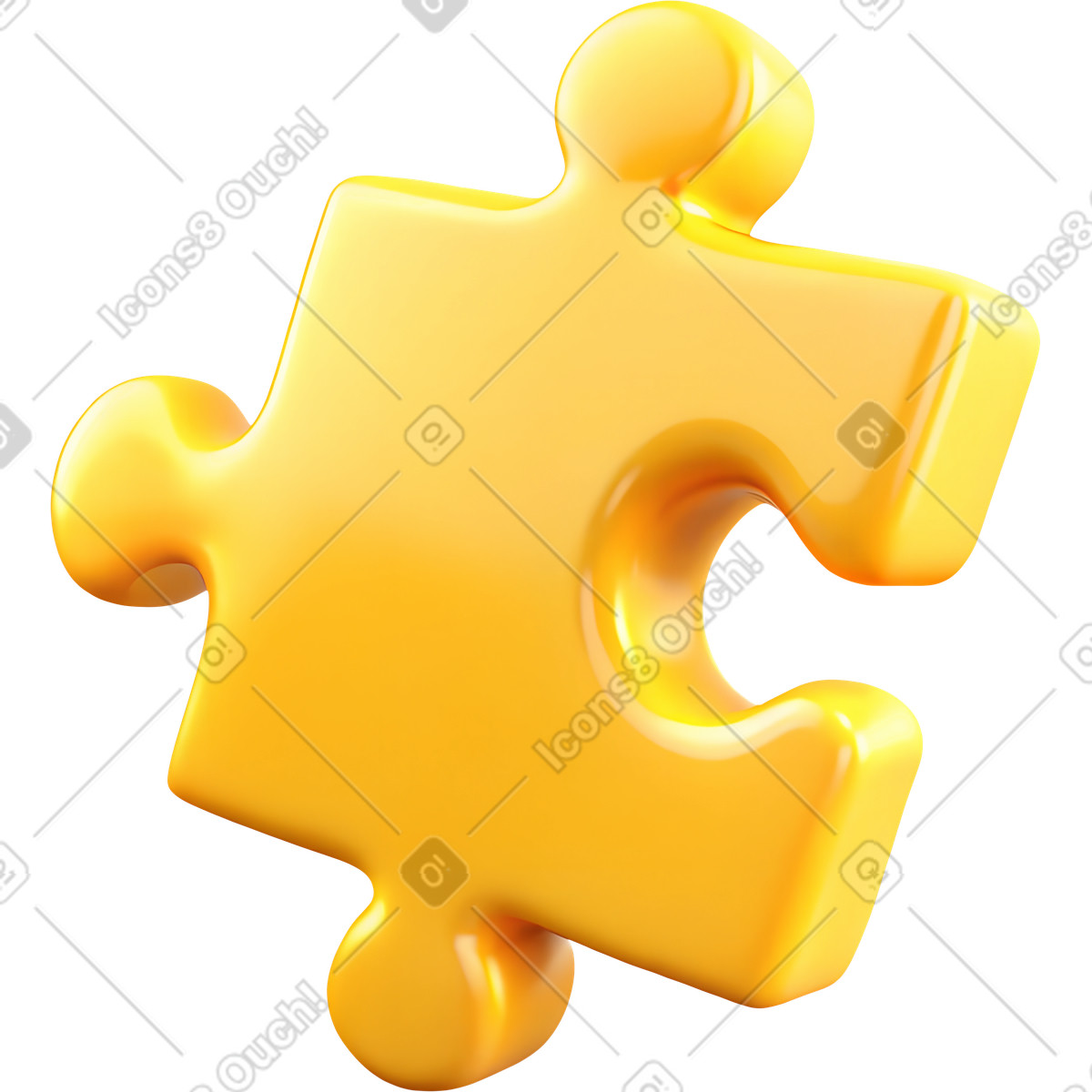 Ilustración Pieza de rompecabezas plástico amarilla en estilo 3D Cutie a descargar en PNG y SVG