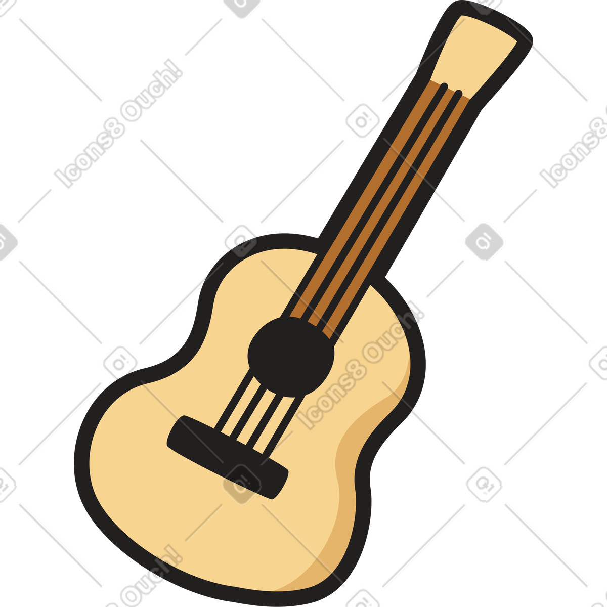 Guitar illustration in Clipart style download in PNG, SVG