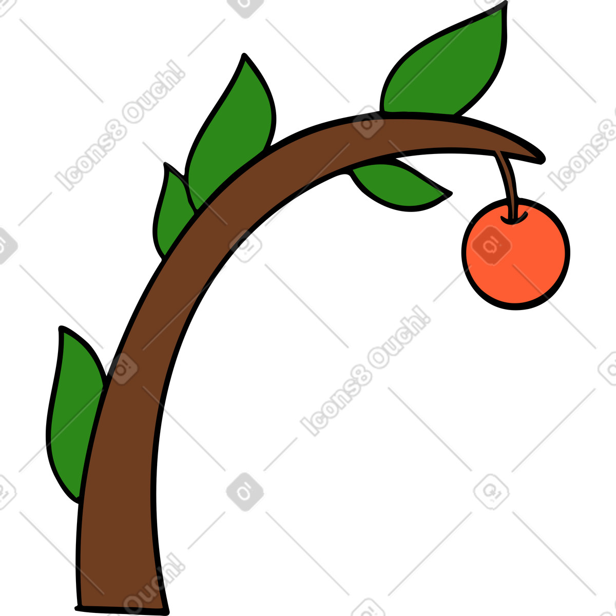 Apple tree illustration in Comic style download in PNG, SVG