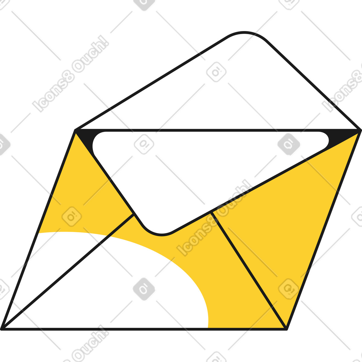 Illustration Enveloppe ouverte avec des ombres dans le style Taxi à télécharger aux formats PNG, SVG