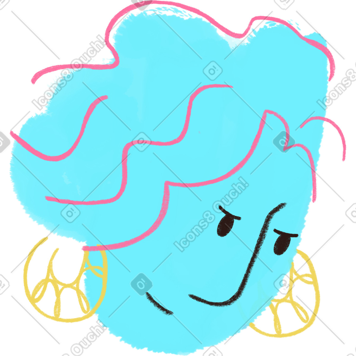 Woman with earrings illustration in Blobby style download in PNG, SVG