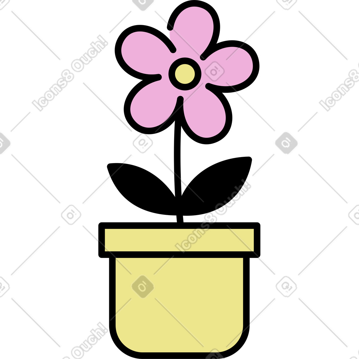 Fiore in vaso illustrazione stile Mochi scarica PNG, SVG