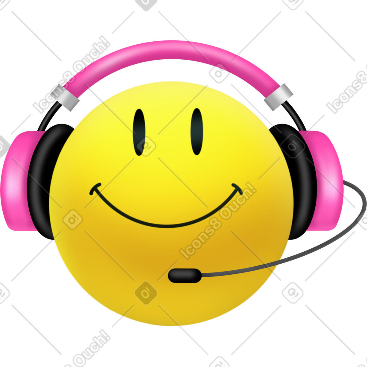 Ilustração de Sorridente com fones ouvido em no estilo Jumble para baixar em PNG, SVG