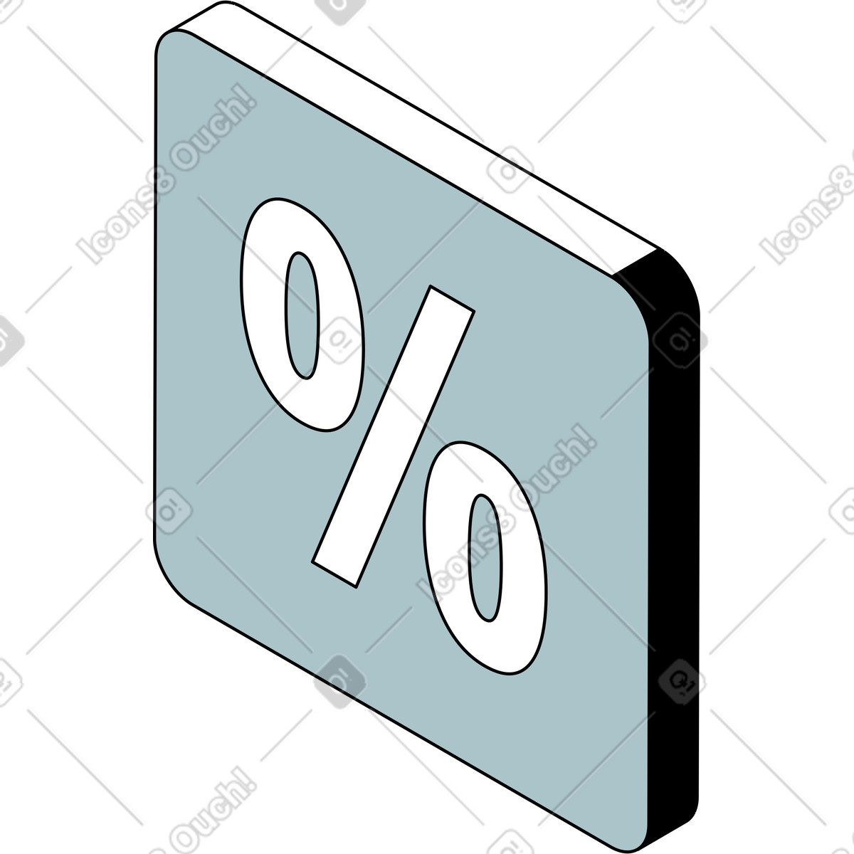 Prozentzeichen-Illustration im Isometric-Stil als Download in PNG, SVG