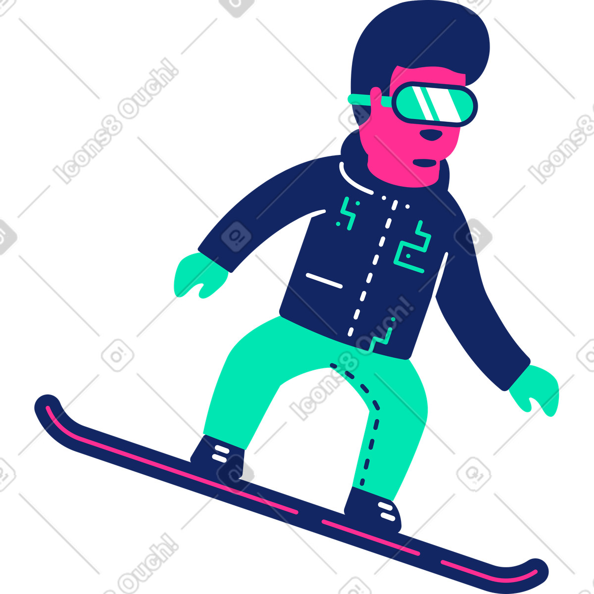Illustration Snowboarder dans le style Cyborg à télécharger aux formats PNG, SVG