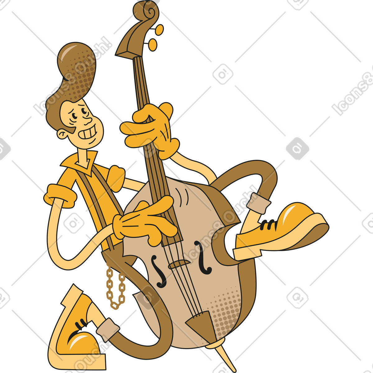 Uomo con un contrabbasso illustrazione animata in stile Rubber scaricabile in GIF, Lottie (JSON), AE