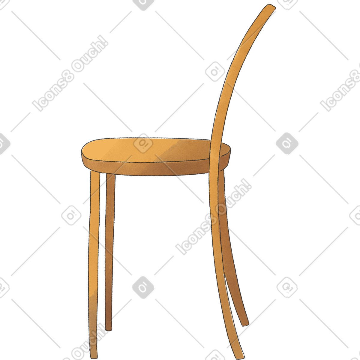 Wooden brown chair illustration in Seasons style download in PNG, SVG
