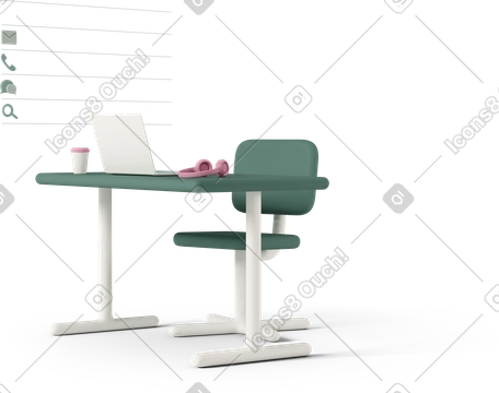 3D workspace with laptop illustrazione in stile Sfondo Casual life scarica in PNG, SVG