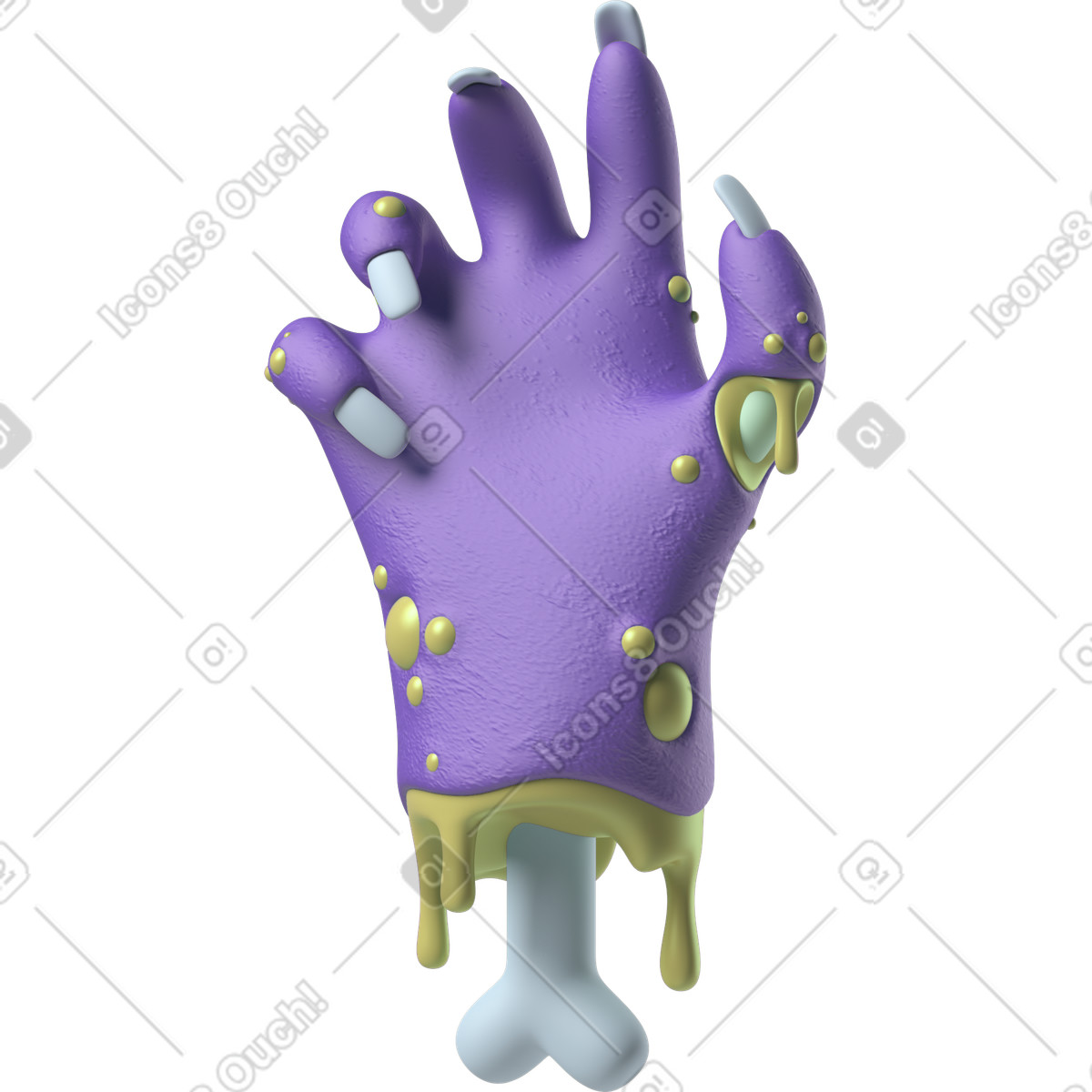 Ilustração de Palma uma mão zumbi roxo em no estilo 3D Hands Fun&Wild para baixar em PNG, SVG