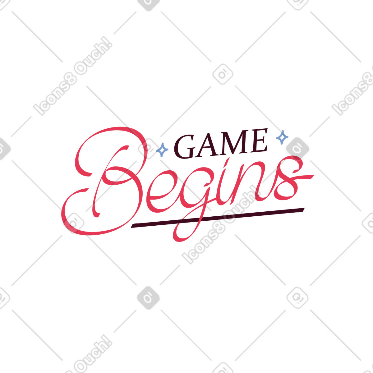 Illustration Lettering game begins dans le style Eastwood à télécharger aux formats PNG, SVG
