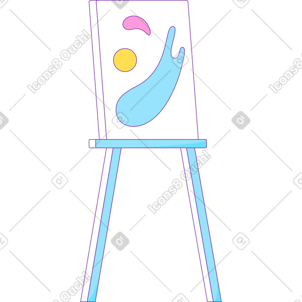 Easel with a painting illustration in Elastic style download in PNG, SVG