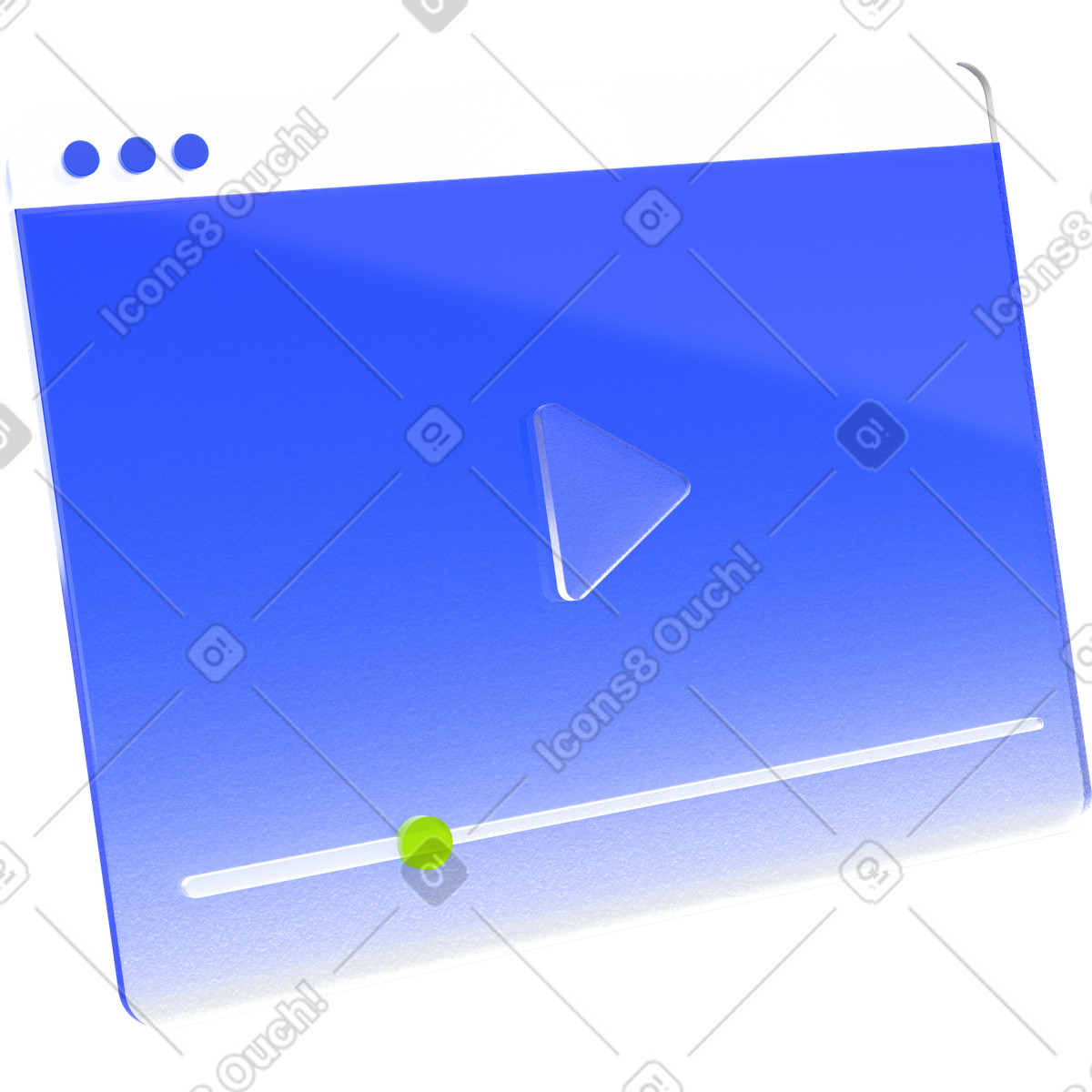 Ilustración Browser window with play button en estilo 3D Enterprise a descargar en PNG y SVG