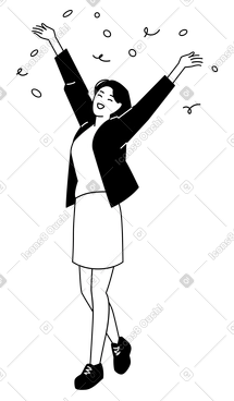 Happy woman celebrating success and throwing confetti PNG, SVG