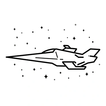 A futuristic spaceship floats in a vast cosmic space. The spaceship features sleek lines and a smooth, aerodynamic shape. Its surface has minimal details, showcasing a streamlined design. The ship has a pointed nose and elongated body, with subtle curves that enhance its modern appearance. Propulsion engines are integrated into the rear, appearing seamlessly part of the overall structure. The backdrop consists of scattered stars and distant galaxies, enhancing the spaceship's advanced technology theme.