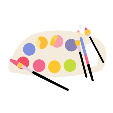 An artist's palette shaped like an oval, featuring a variety of vibrant colors arranged in wells. Each color is labeled with a distinct gender symbol in bold, clear font. The palette is set against a simple background, allowing the focus to remain on the colorful paint and the symbols. Various brushes are scattered around the palette, some dipped in the paint, showcasing the creative process.