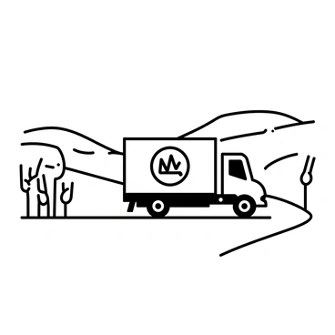 A bread truck, featuring a large logo on its side, is driving down a winding country road. The truck is slightly angled to show its front and side profile. On either side of the road, there are expansive wheat fields, with tall stalks bending gently in the breeze. In the distance, there are rolling hills under a clear sky. The road is bordered by a simple wooden fence, adding to the rural charm of the scene.